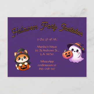 Personalise this Halloween Party postal card Vykort