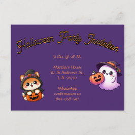Personalise this Halloween Party postal card Vykort