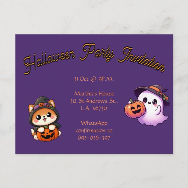 Personalise this Halloween Party postal card Vykort (Framsida)
