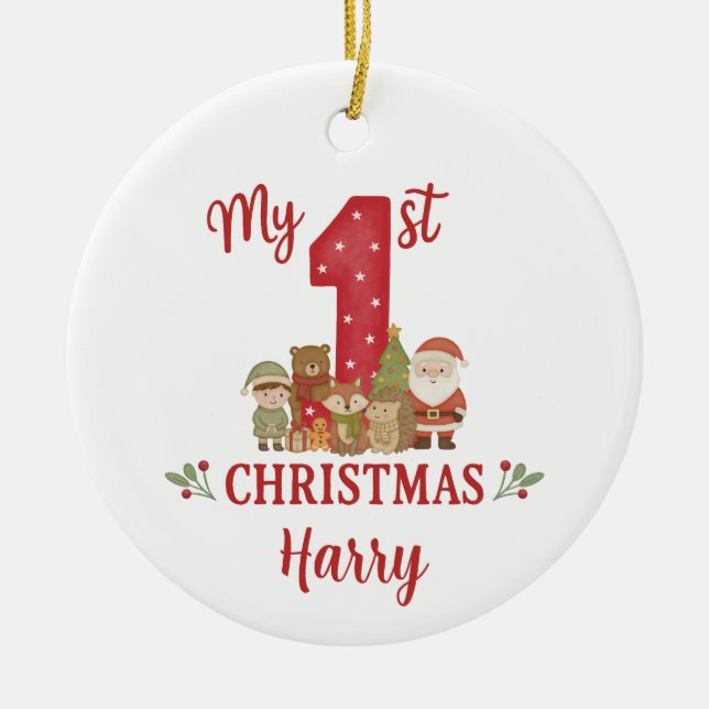 Personalised 1st Christmas Tree Decoration  Julgransprydnad Keramik (Framsidan)