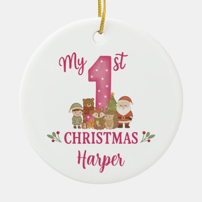 Personalised 1st Christmas Tree Decoration  Julgransprydnad Keramik (Framsidan)