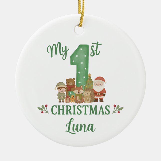 Personalised 1st Christmas Tree Decoration  Julgransprydnad Keramik (Framsidan)