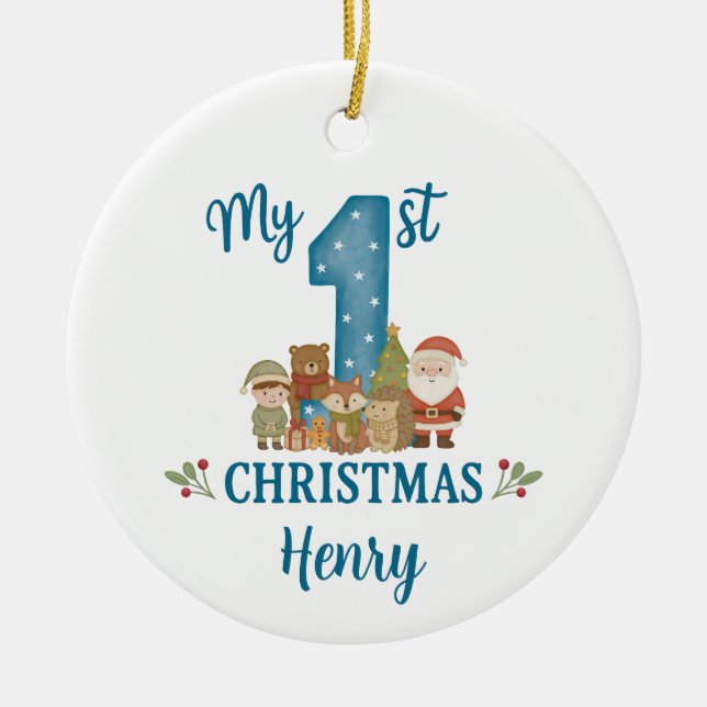 Personalised 1st Christmas Tree Decoration  Julgransprydnad Keramik (Framsidan)