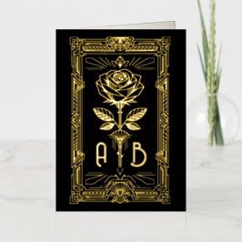 Personalised Art Deco Gold Foil Rose Card