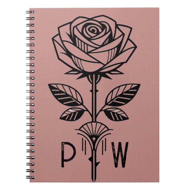 Personalised Art Deco Rose Notebook Anteckningsbok (Framsidan)