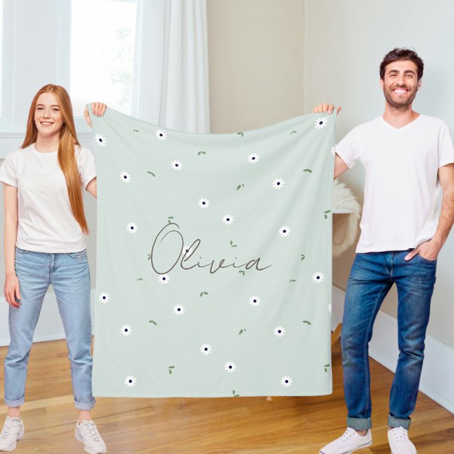 Personalised baby blanket, Floral baby gift Fleecefilt (Skapare uppladdad)