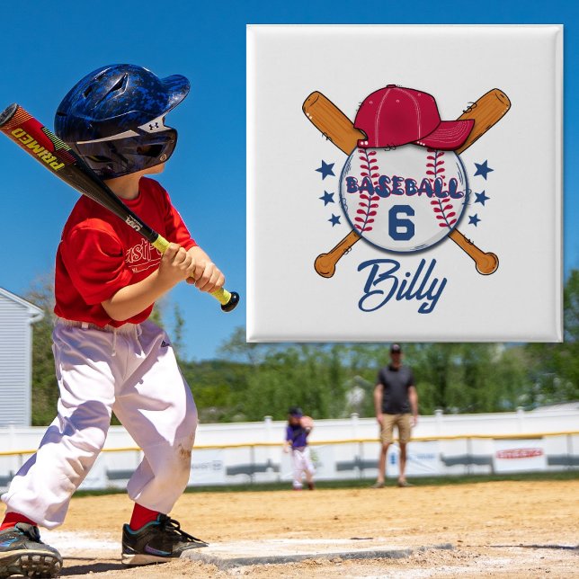 Personalised Baseball Name & Number Button | Custo Knapp (Skapare uppladdad)