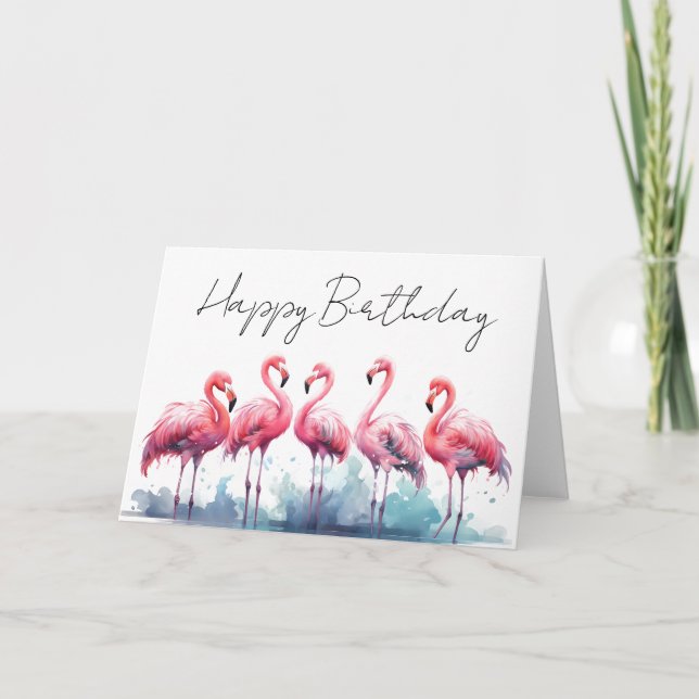 Personalised Birthday Card Flamingo Kort (Framsida)