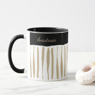 Personalised Black and Gold Artistic Stripes Mugg