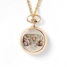 Personalised bridal necklace watch-Happily Ever Af