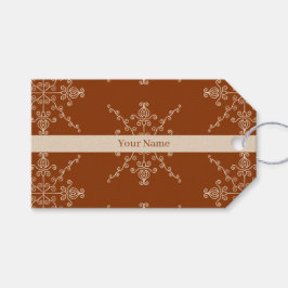 Personalised Brown Indian Boho Line Art Pattern Presentetikett