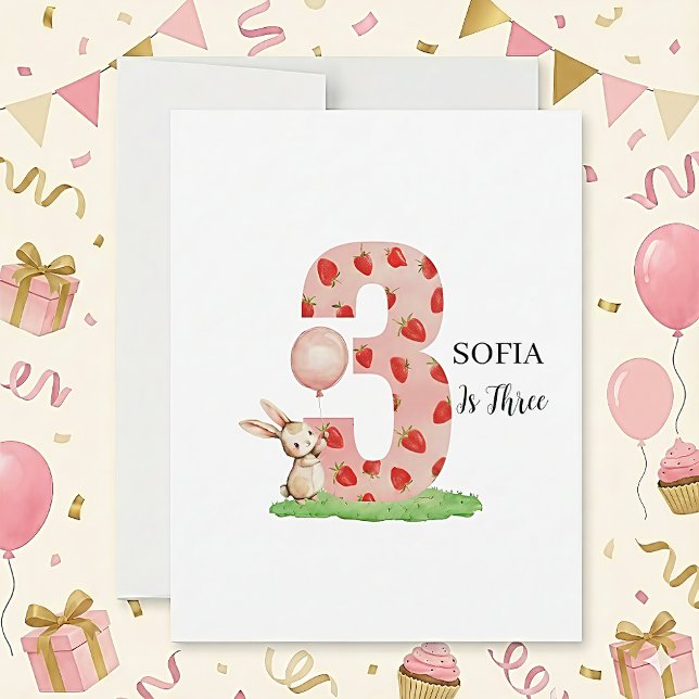 Personalised Bunny 3rd Birthday Card Daughter Julkort (Skapare uppladdad)