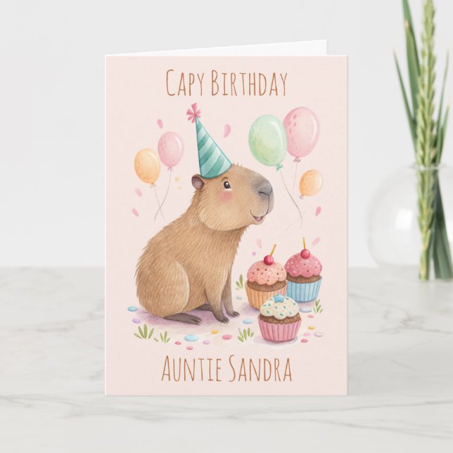 Personalised Capybara Birthday Card Kort (Framsida)
