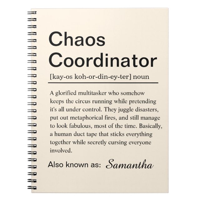 Personalised Chaos Coordinator Definition Anteckningsbok (Framsidan)