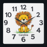 Personalised Child's Wall Clock Fyrkantig Klocka<br><div class="desc">Square. Size 10.75" x 10.75". Easoly change the name on the design template to personalise. Makes a great kid's gift. This wall clock is vibrantly printed with AcryliPrint®HD process to ensure the highest quality display of any content. Order this deco style wall clock for your walls or give to friends...</div>