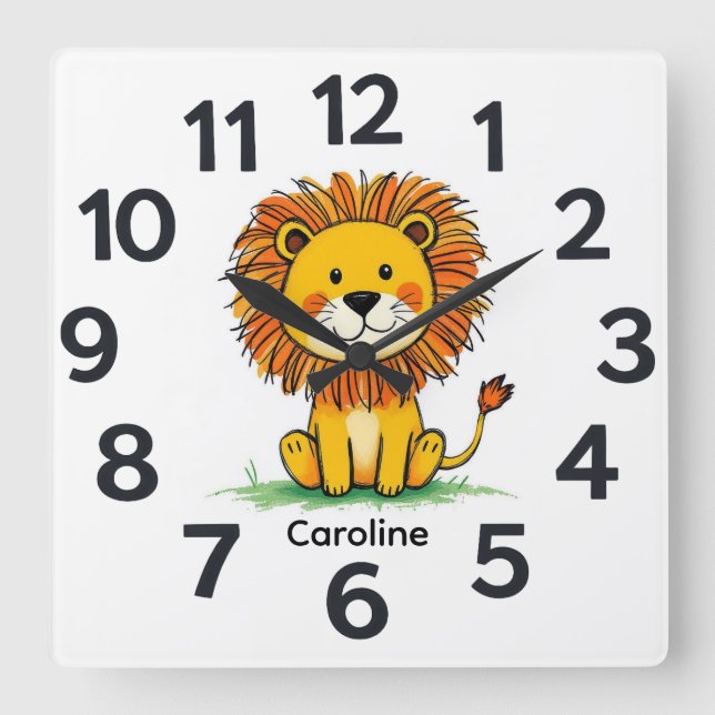 Personalised Child's Wall Clock Fyrkantig Klocka (Framsida)