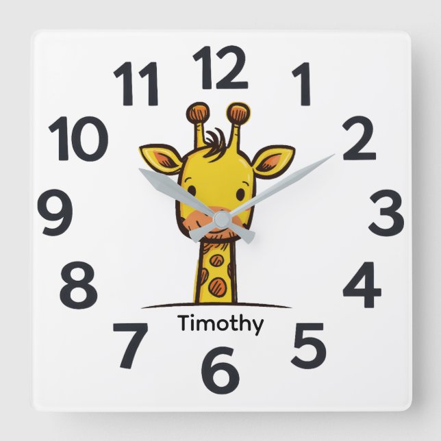 Personalised Child's Wall Clock Fyrkantig Klocka (Framsida)