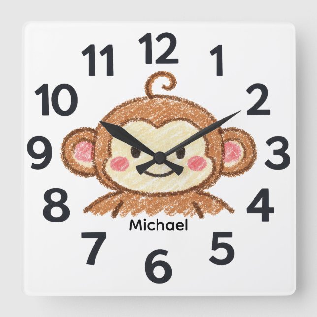 Personalised Child's Wall Clock Fyrkantig Klocka (Framsida)