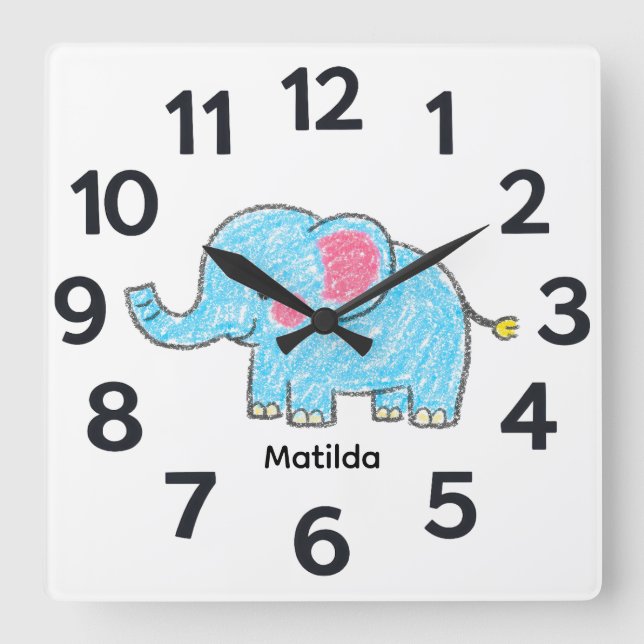 Personalised Child's Wall Clock Fyrkantig Klocka (Framsida)