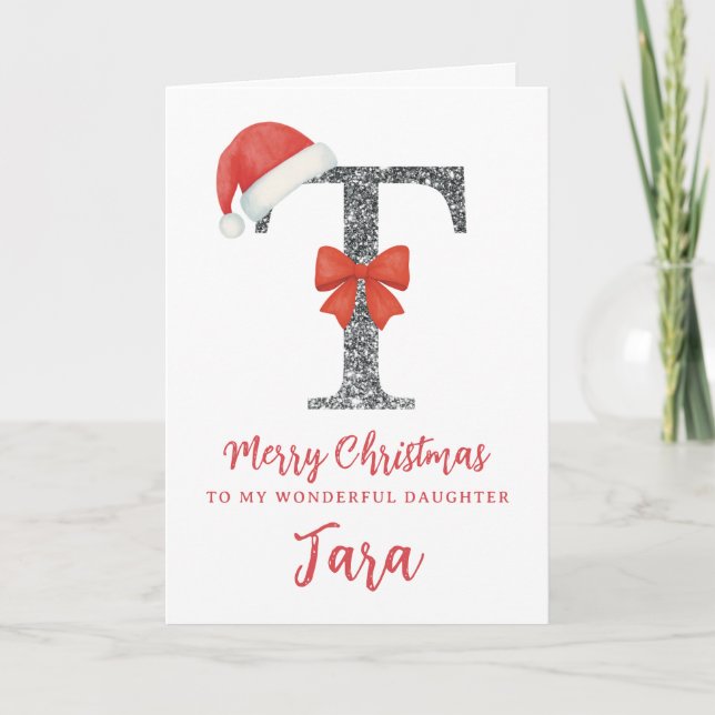 Personalised Christmas Card - Letter T Kort (Framsida)