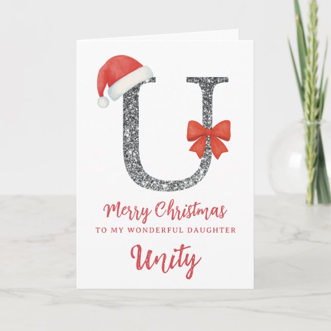 Personalised Christmas Card - Letter U Kort (Framsida)