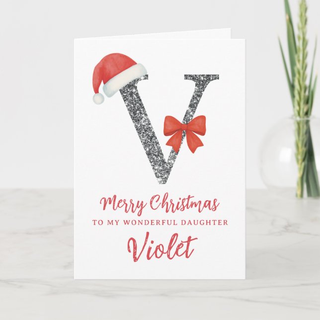 Personalised Christmas Card - Letter V Kort (Framsida)