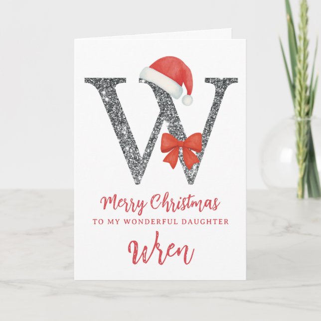 Personalised Christmas Card - Letter W Kort (Framsida)