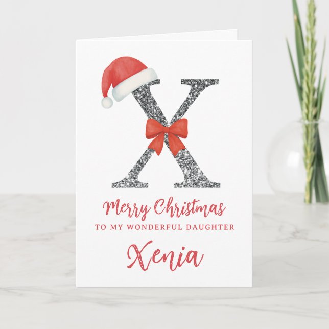Personalised Christmas Card - Letter X Kort (Framsida)