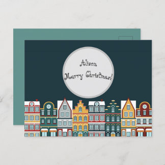 Personalised Christmas Eve Houses Vykort