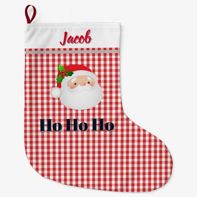 Personalised Christmas Stocking - Santa Ho Ho Ho Stor Julstrumpa (Framsidan)