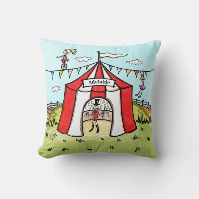 Personalised Circus Scene  Kudde (Framsida)