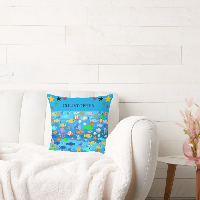 Personalised cushion - fish design - present idea  kudde (Soffa)
