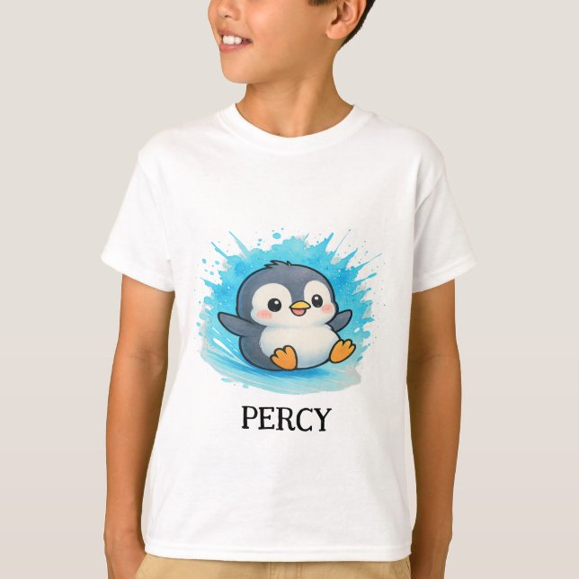 Personalised Cute Animal Tee - Kids T-Shirt Percy  (Framsida)