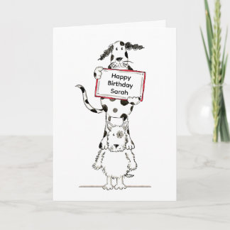 Personalised Cute Dog Acrobats Birthday Card Kort