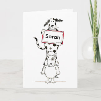 Personalised Cute Dog Acrobats Birthday Card Kort