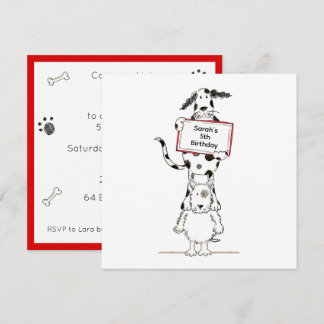 Personalised Cute Dog Acrobats Birthday Invitation