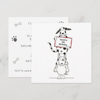 Personalised Cute Dog Acrobats Birthday Invitation