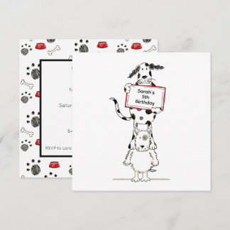 Personalised Cute Dog Acrobats Birthday Invitation