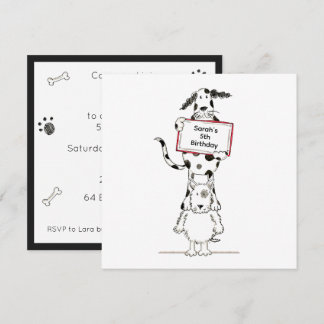 Personalised Cute Dog Acrobats Birthday Invitation