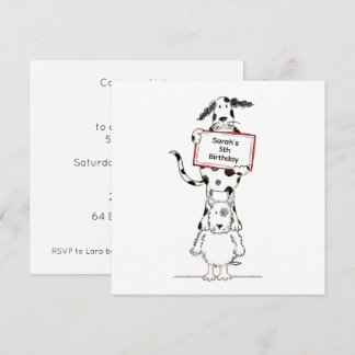 Personalised Cute Dog Acrobats Birthday Invitation