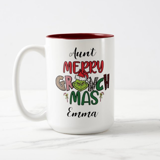 personalised family Christmas rate Två-Tonad Mugg (Vänster)