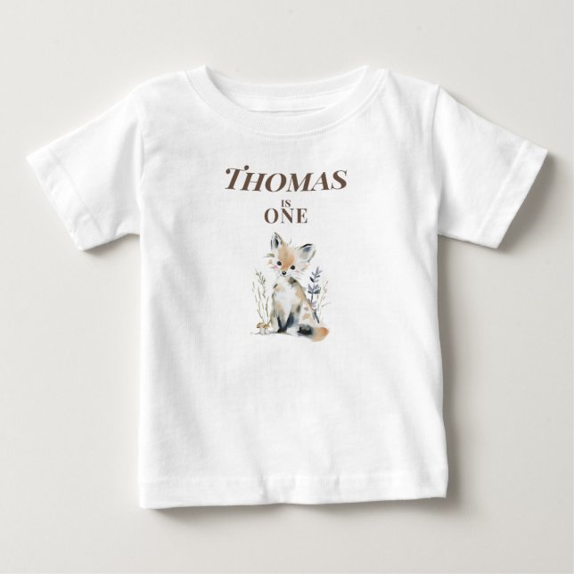 Personalised Fox 1st Birthday  T Shirt (Framsida)