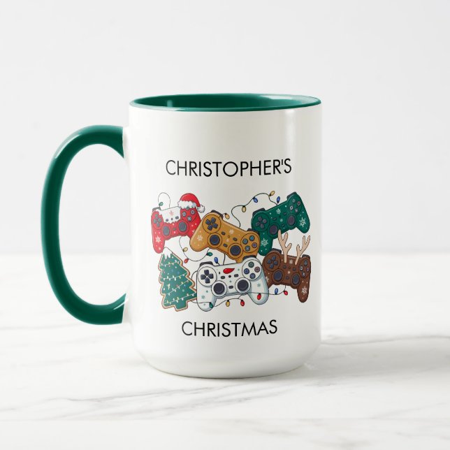 Personalised Gamer Christmas Mugg (Vänster)