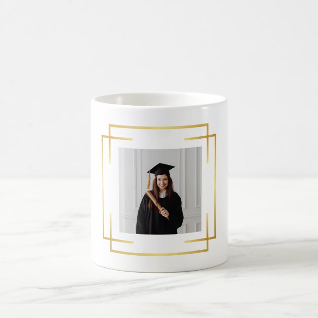 Personalised Gold Accents Graduation Gift Photo Kaffemugg (Center)