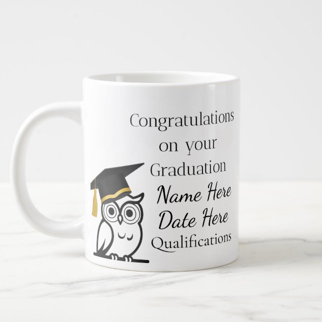 Personalised Graduation Gift for Her – Custom Name Jumbo Mugg (Vänster)