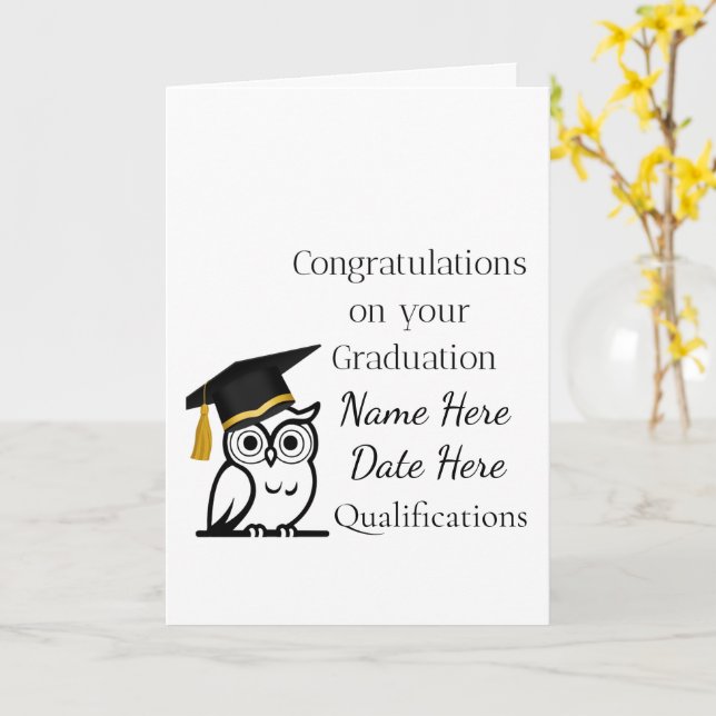 Personalised Graduation Gift for Her – Custom Name Kort (Gul blomma)