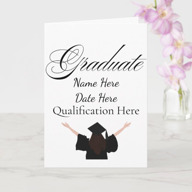 Personalised Graduation Name, Custom Gift for her Kort (Orkide)