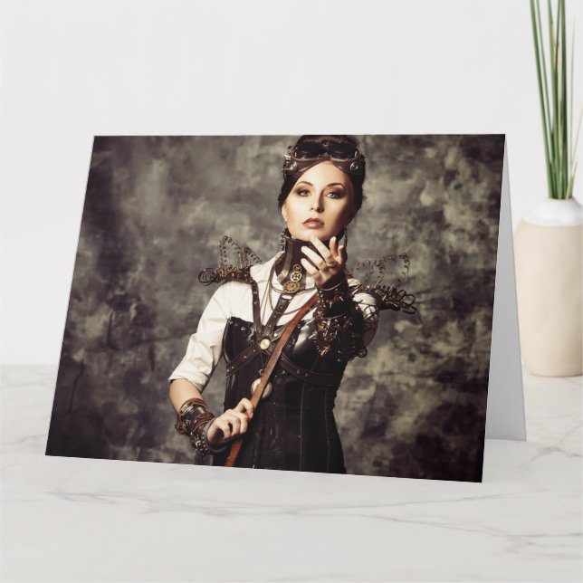 Personalised Greeting Card - Steampunk Art 'Tame' Kort (Framsida)