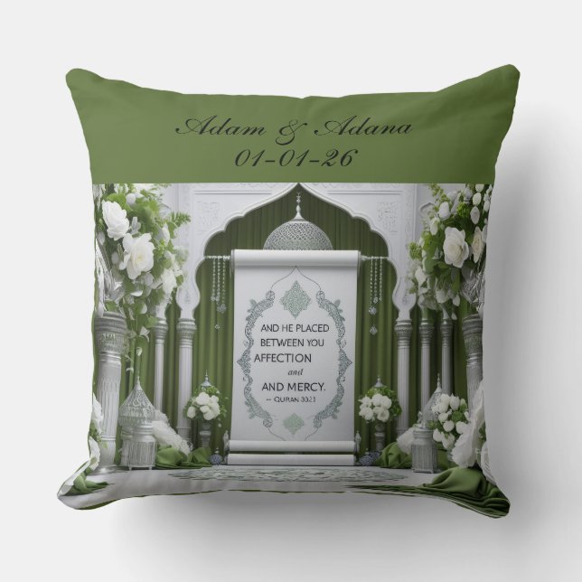 Personalised Islamic Bridal Throw Pillow Kudde (Framsida)