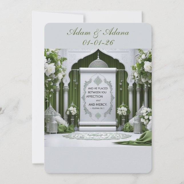 Personalised Islamic Wedding Invitation Inbjudningar (Framsida)
